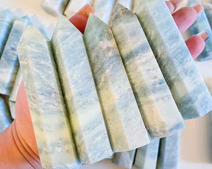 Blue aragonite crystal tower healing crystal | blue crystal