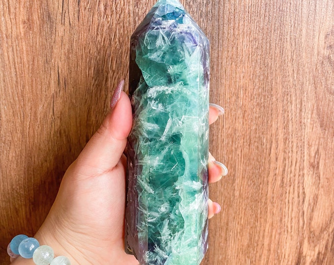 Fluorite crystal towers healing crystal home decoration | premium snowflake fluorite crystal tower