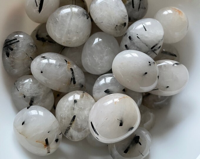 tourmalated quartz highly polished Tumblestone Healing Crystals