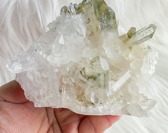 chlorite quartz mineral specimen | premium quartz crystal cluster | crystal healing home decoration | healing crystal | crystal decoration
