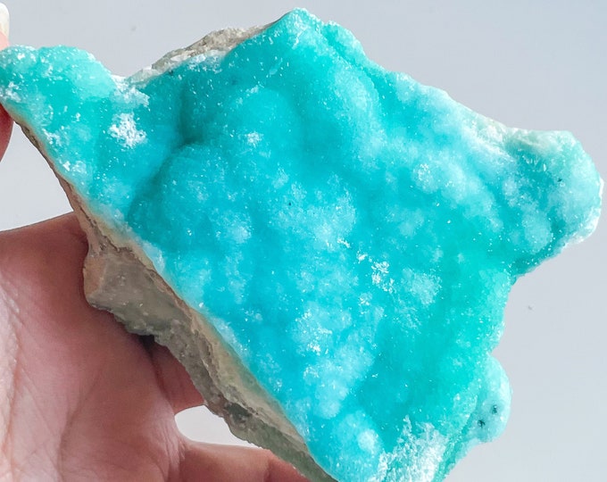 Blue aragonite with azurite and calcite rare crystal specimen