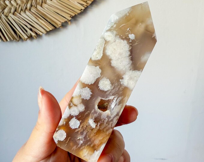 Flower agate geode Crystal tower (LY)  | High-quality flower agate crystal tower healing crystal home decor