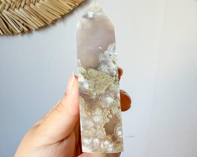 Flower agate geode Crystal tower (LY)  | High-quality flower agate crystal tower healing crystal home decor