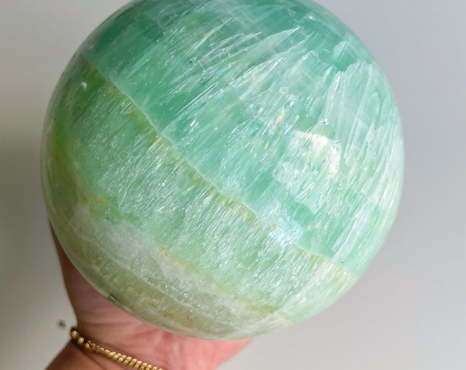 Pistachio calcite large crystal sphere healing crystal healing journey home decoration