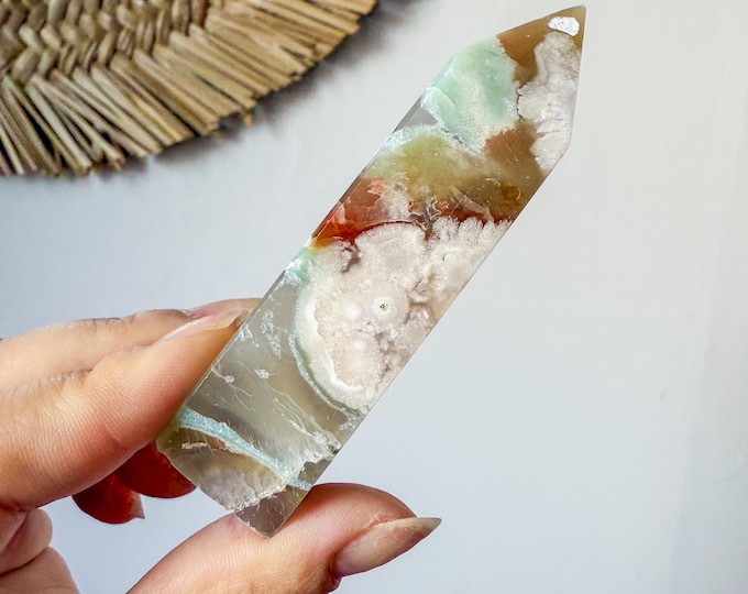 Flower agate geode Crystal tower (LY)  | High-quality flower agate crystal tower healing crystal home decor