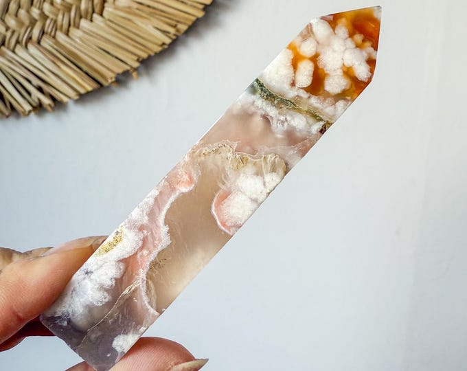 Flower agate geode Crystal tower (LY)  | High-quality flower agate crystal tower healing crystal home decor