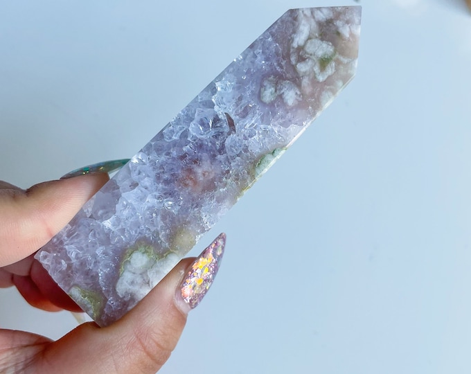 Druzy flower agate geode Crystal tower pink flower agate crystal tower healing crystal home decor