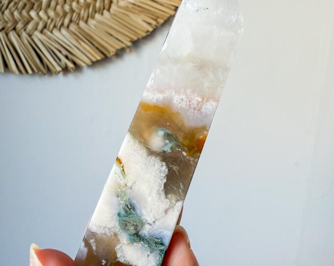 Flower agate geode Crystal tower (LY)  | High-quality flower agate crystal tower healing crystal home decor