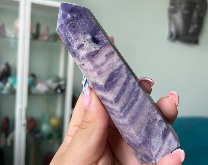 Purple silk fluorite high quality natural crystal tower healing crystal