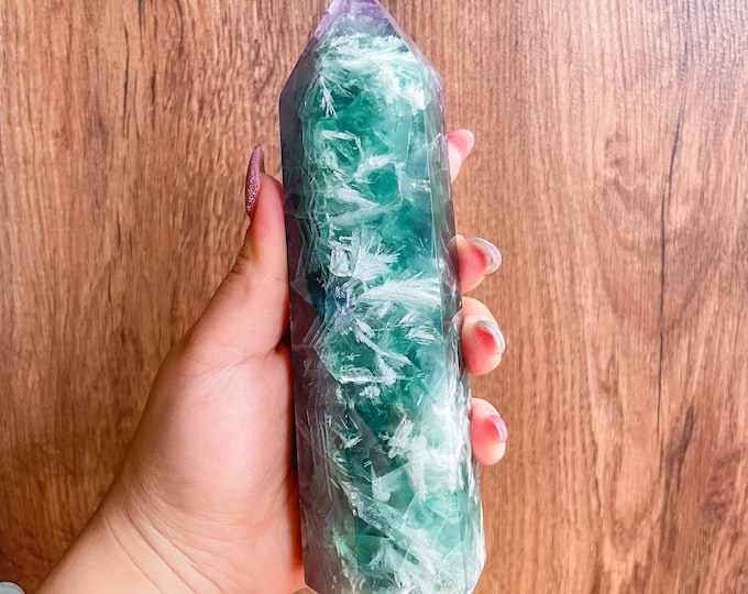 Fluorite crystal towers healing crystal home decoration | premium snowflake fluorite crystal tower