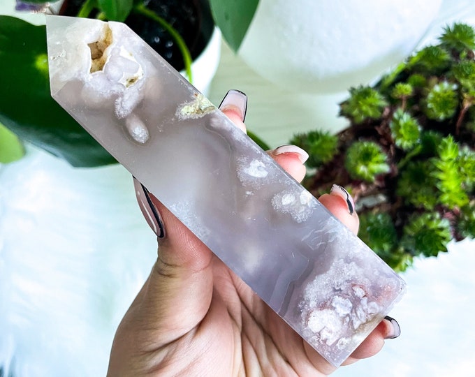 Flower agate crystal tower |cherry blossom agate home decoration | flower agate specimen | healing crystal | birthday gift|anniversary gift