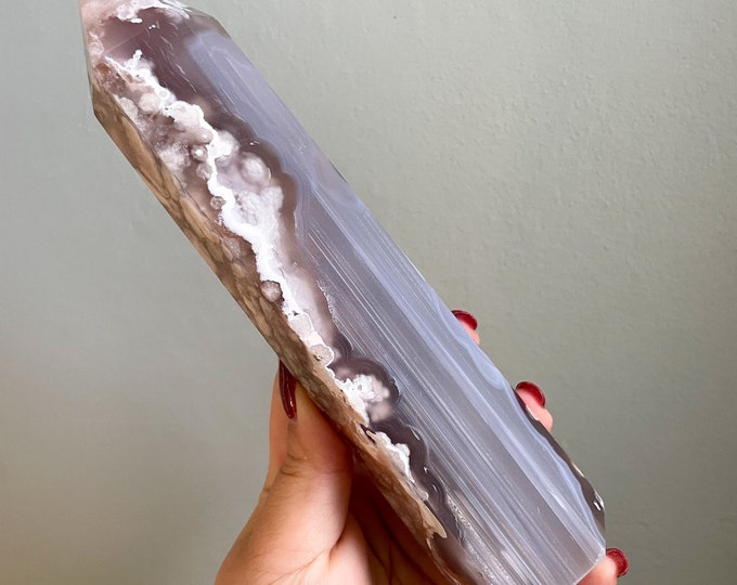 Flower agate crystal tower |cherry blossom agate home decoration | flower agate specimen | healing crystal | birthday gift|anniversary gift