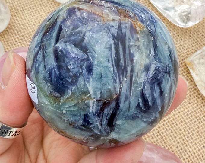 Aquamarine Crystal Sphere with Lepidolite, Tourmaline & Smoky Quartz | Natural Gemstone Sphere | Crystal Decor | Collector Gift