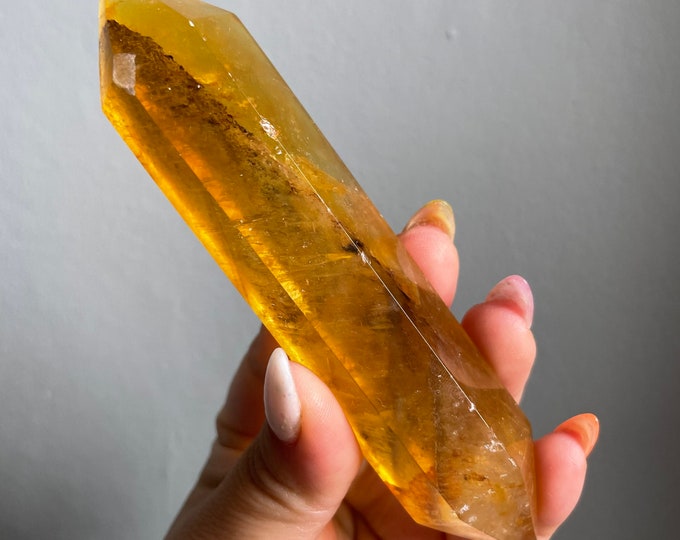 yellow fluorite DT crystal wand | Double terminated crystal wand | crystal healing crystal grid |crystal magic home decoration meditation