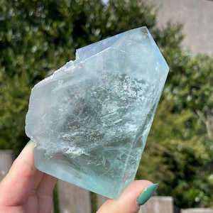 Ice Green Fluorite crystal tower slab  | green fluorite crystal healing crystal home decor