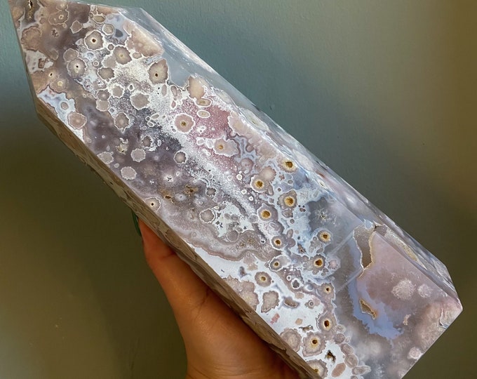 Flower agate crystal tower |cherry blossom agate home decoration | flower agate specimen | healing crystal | birthday gift|anniversary gift