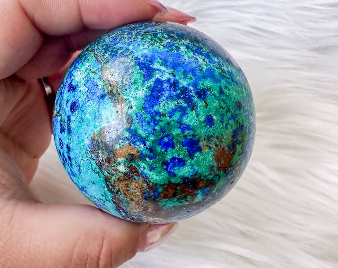 Rare Azurite with Malachite Sphere