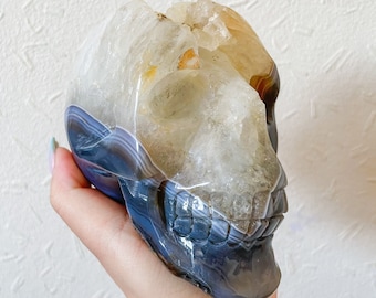 Druzy agate crystal skull