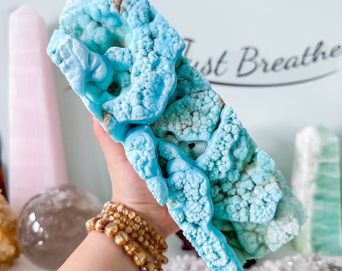Collector Grade Blue Aragonite large  tower - Exquisite Home Decor & Healing Crystal Gift
