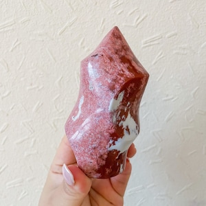 Pink ocean Jasper  crystal flame healing crystal home decor