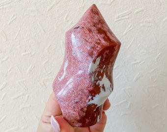 Pink ocean Jasper  crystal flame healing crystal home decor