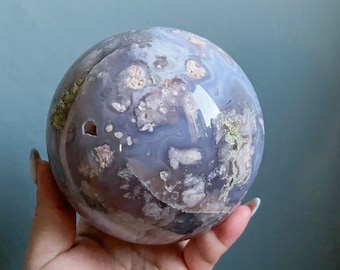 Flower agate crystal sphere|cherry blossom agate home decoration | flower agate specimen | healing crystal | birthday gift|anniversary gift