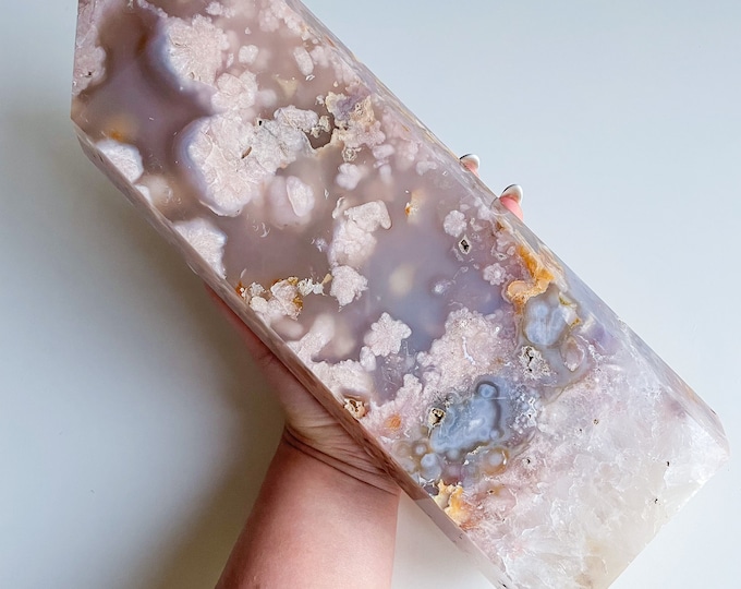 Flower agate XXL large crystal tower healing crystal home decoration