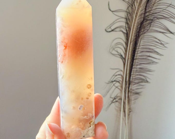 Flower agate geode Crystal tower (LY)  | High-quality flower agate crystal tower healing crystal home decor