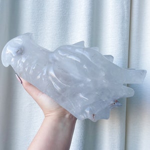 XXXL dragon head natural clear quartz with fire quartz and golden healer crystal ornament home decoration