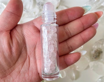 Rose quartz Roller Ball Essential Oil bottle -Essential oil Diffuser | aromatherapy self love crystal healingaccessory