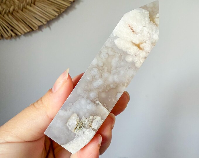 Premium flower agate crystal tower healing crystal home decor