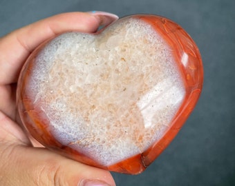 Carnelian crystal heart | exceptional puff heart carnelian | carnelian stone healing crystal | birthstone gifts| wedding anniversary gift