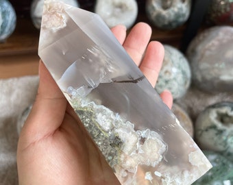 Druzy flower agate with carnelian Crystal tower carnelian flower agate crystal tower healing crystal home decor