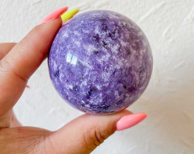 lepidolite crystal sphere healing crystal home decor