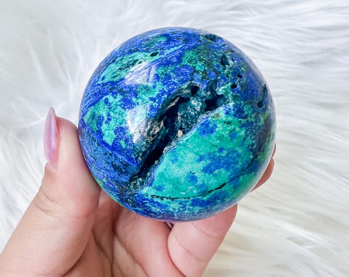 Rare Azurite with Malachite Sphere