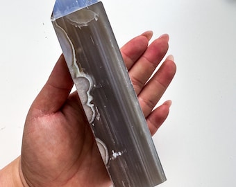 Black Flower agate crystal tower (NT) |flower agate home decoration | flower agate specimen  | unique gift| anniversary gift