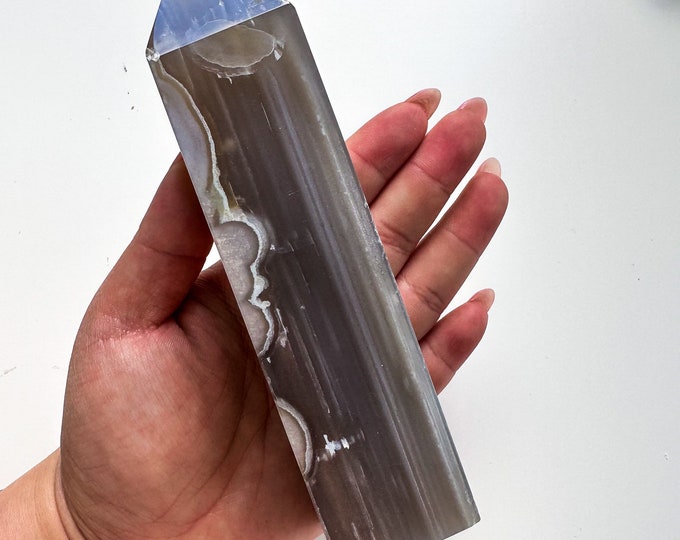 Black Flower agate crystal tower (NT) |flower agate home decoration | flower agate specimen  | unique gift| anniversary gift