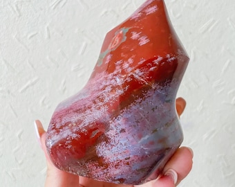 Pink Ocean Jasper crystal  flame healing crystal home decor