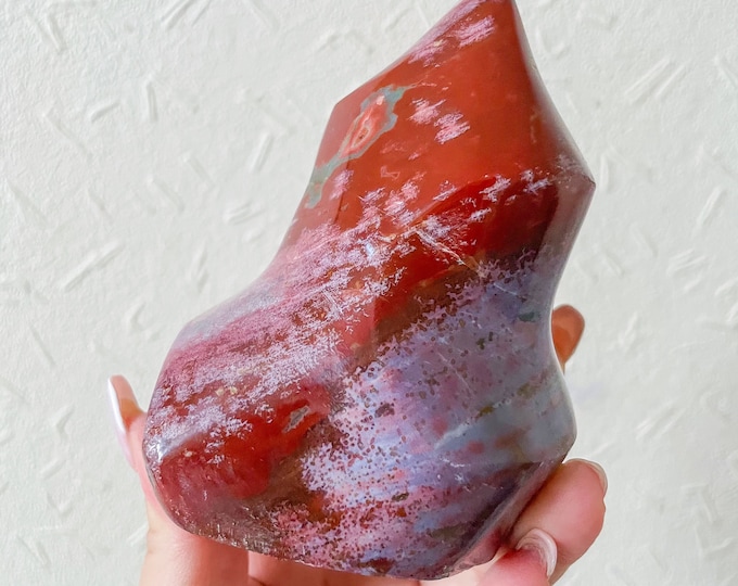 Pink Ocean Jasper crystal  flame healing crystal home decor