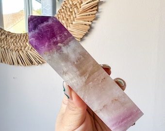 Fluorite crystal tower | Fuchsia fluorite |silk fluorite | pink fluorite | purple fluorite  crystal tower healing crystal home decoration