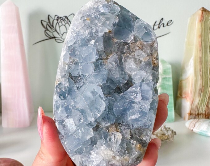 Celestite cluster, raw celestite, celestite geode, celestite crystal, natural celestite, crystal specimen