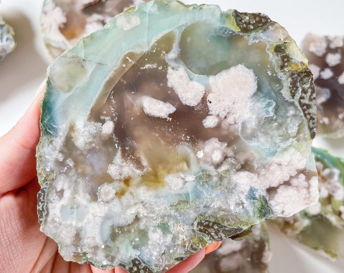 flower agate slab ｜ single side  high quality flower agate healing crystal healing journey home decoration