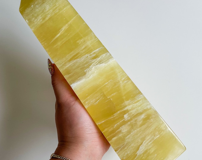 Lemon calcite crystal tower | lemon calcite XL crystal tower ornament healing crystal healing journey home decoration