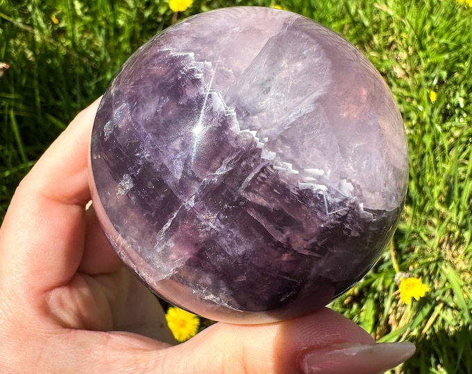 Extraordinary Galaxy fluorite | Purple with Mica crystal sphere | premium crystal sphere | healing crystal home decor