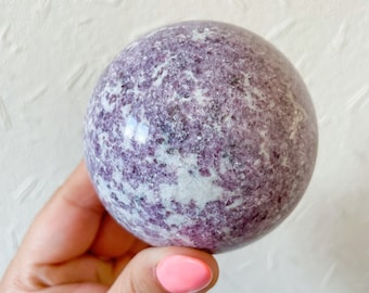 lepidolite crystal sphere healing crystal home decor