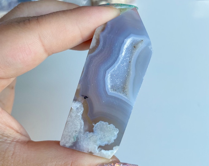 Druzy flower agate geode Crystal tower pink flower agate crystal tower healing crystal home decor