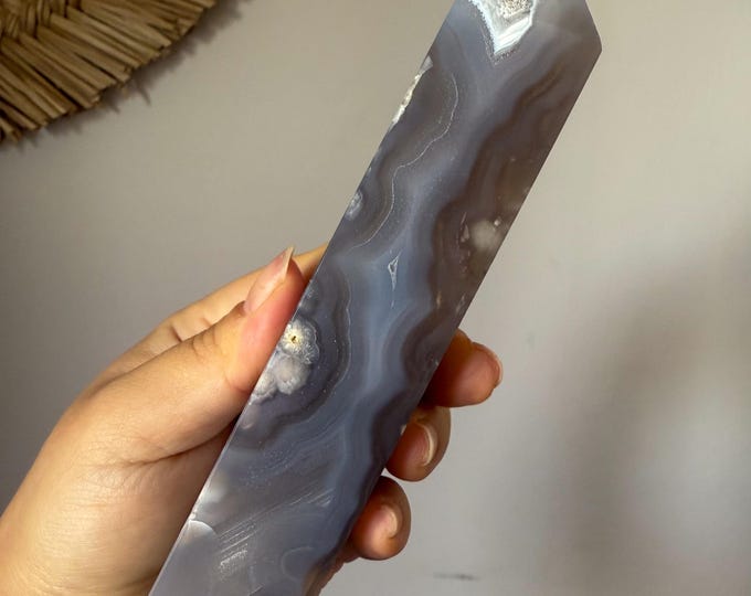 Premium Black flower agate crystal tower healing crystal home decor