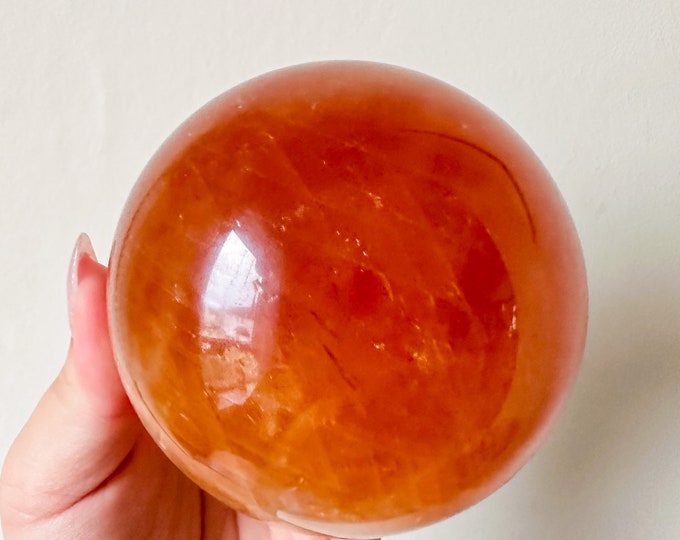 Honey calcite crystal sphere healing crystal home decor