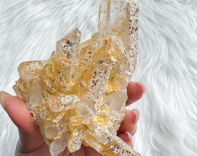 Golden healer quartz cluster mineral specimen | natural premium crystal cluster  | crystal healing home decoration | positive fengshui home