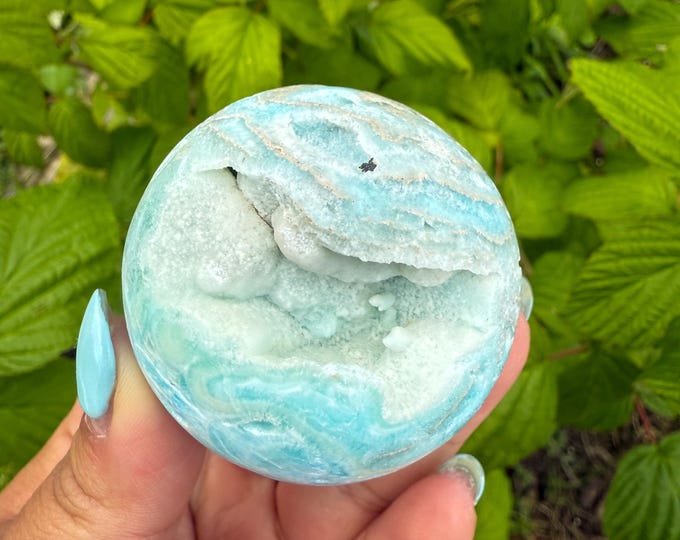 Blue aragonite crystal sphere healing crystal home decor